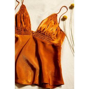 NWOT Free People Lyric Satin Cami / Bronze